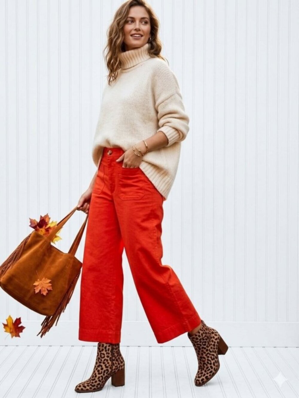 Anthropologie Maeve Colette Pants Red Orange Magic Fabric Wide Leg Crop 32